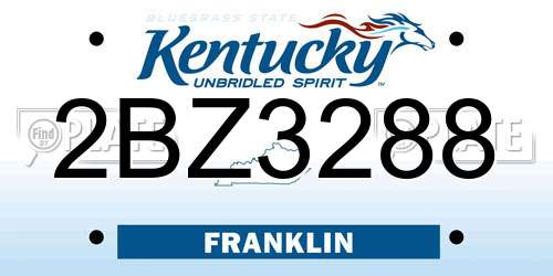 2BZ3288 Kentucky License Plate