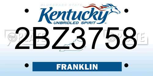 2BZ3758 Kentucky License Plate