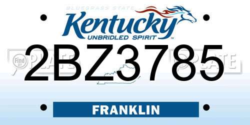 2BZ3785 Kentucky License Plate
