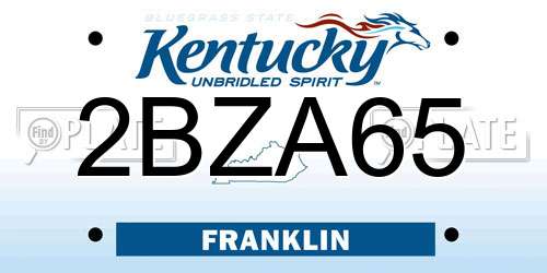 2BZA65 Kentucky License Plate