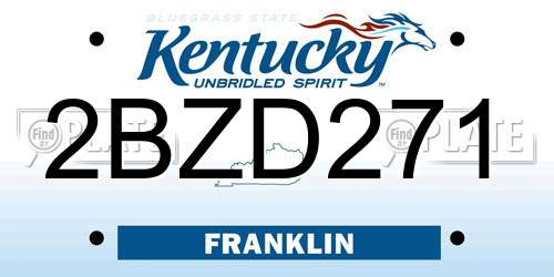 2BZD271 Kentucky License Plate