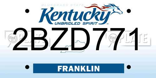 2BZD771 Kentucky License Plate