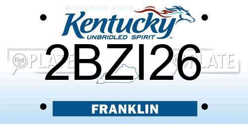 2BZI26 Kentucky License Plate