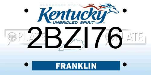 2BZI76 Kentucky License Plate