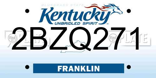 2BZQ271 Kentucky License Plate
