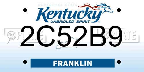 2C52B9 Kentucky License Plate