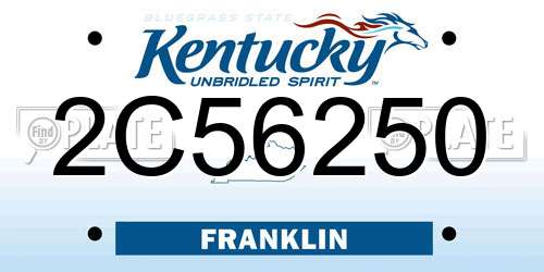 2C56250 Kentucky License Plate