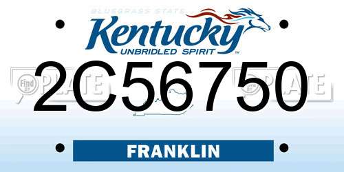 2C56750 Kentucky License Plate