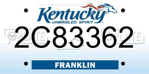 2C83362 Kentucky License Plate
