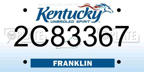 2C83367 Kentucky License Plate