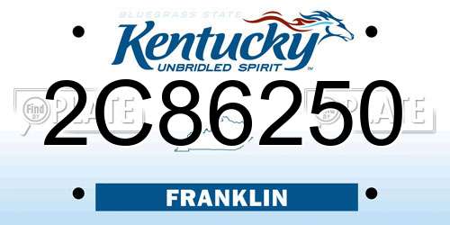 2C86250 Kentucky License Plate