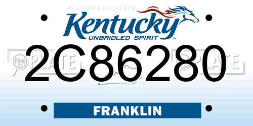 2C86280 Kentucky License Plate