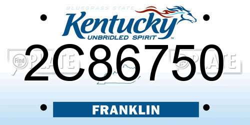 2C86750 Kentucky License Plate
