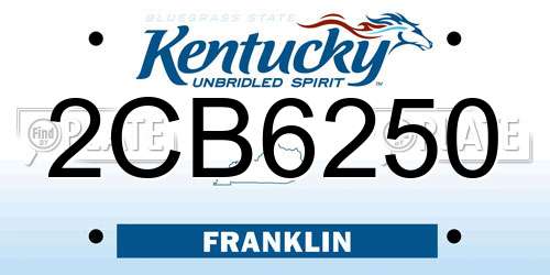 2CB6250 Kentucky License Plate