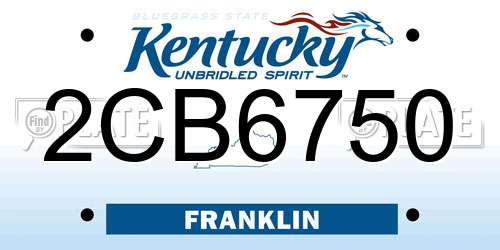 2CB6750 Kentucky License Plate