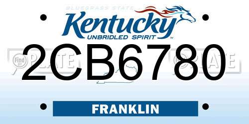 2CB6780 Kentucky License Plate