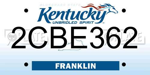 2CBE362 Kentucky License Plate