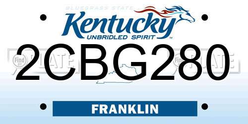 2CBG280 Kentucky License Plate