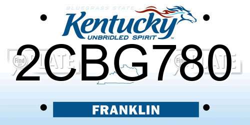 2CBG780 Kentucky License Plate