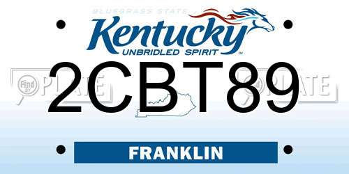 2CBT89 Kentucky License Plate