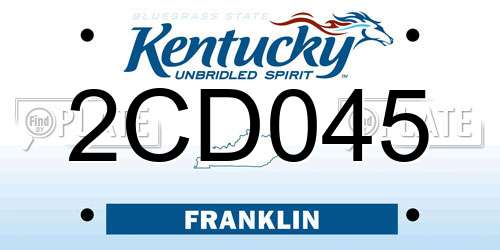2CD045 Kentucky License Plate