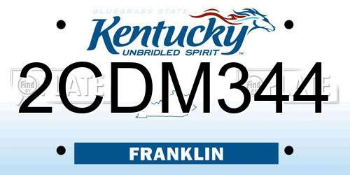 2CDM344 Kentucky License Plate