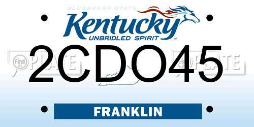 2CDO45 Kentucky License Plate
