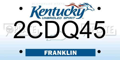 2CDQ45 Kentucky License Plate