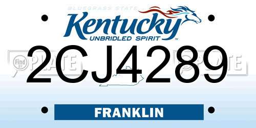 2CJ4289 Kentucky License Plate