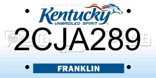 2CJA289 Kentucky License Plate