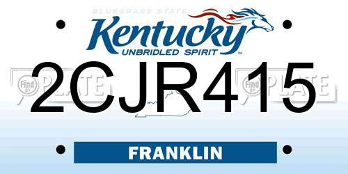 2CJR415 Kentucky License Plate