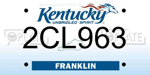 2CL963 Kentucky License Plate