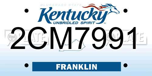 2CM7991 Kentucky License Plate