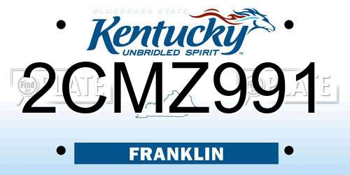 2CMZ991 Kentucky License Plate