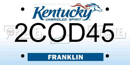 2COD45 Kentucky License Plate
