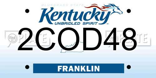 2COD48 Kentucky License Plate