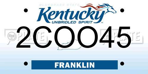 2COO45 Kentucky License Plate