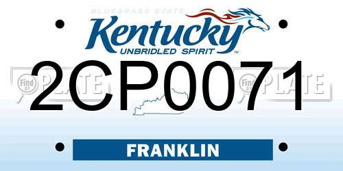 2CP0071 Kentucky License Plate
