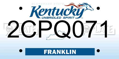 2CPQ071 Kentucky License Plate