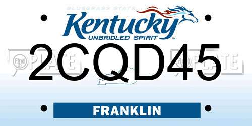 2CQD45 Kentucky License Plate
