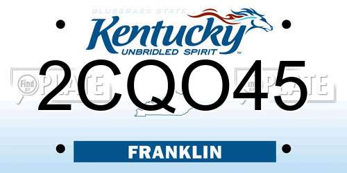 2CQO45 Kentucky License Plate