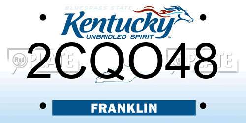 2CQO48 Kentucky License Plate