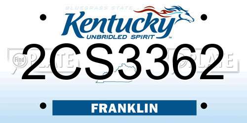 2CS3362 Kentucky License Plate
