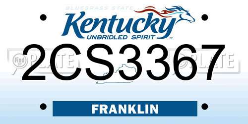 2CS3367 Kentucky License Plate