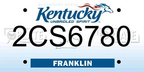 2CS6780 Kentucky License Plate