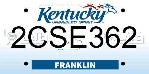 2CSE362 Kentucky License Plate