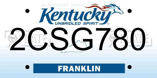 2CSG780 Kentucky License Plate