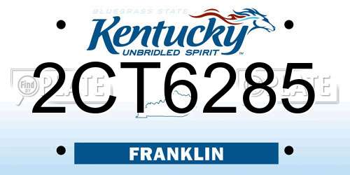 2CT6285 Kentucky License Plate