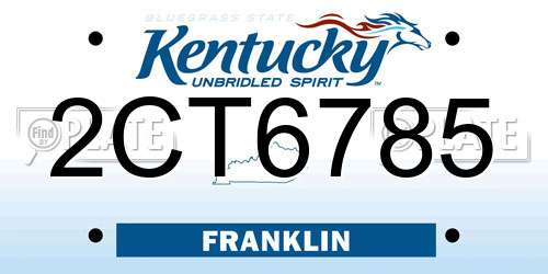 2CT6785 Kentucky License Plate