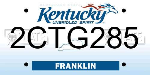2CTG285 Kentucky License Plate